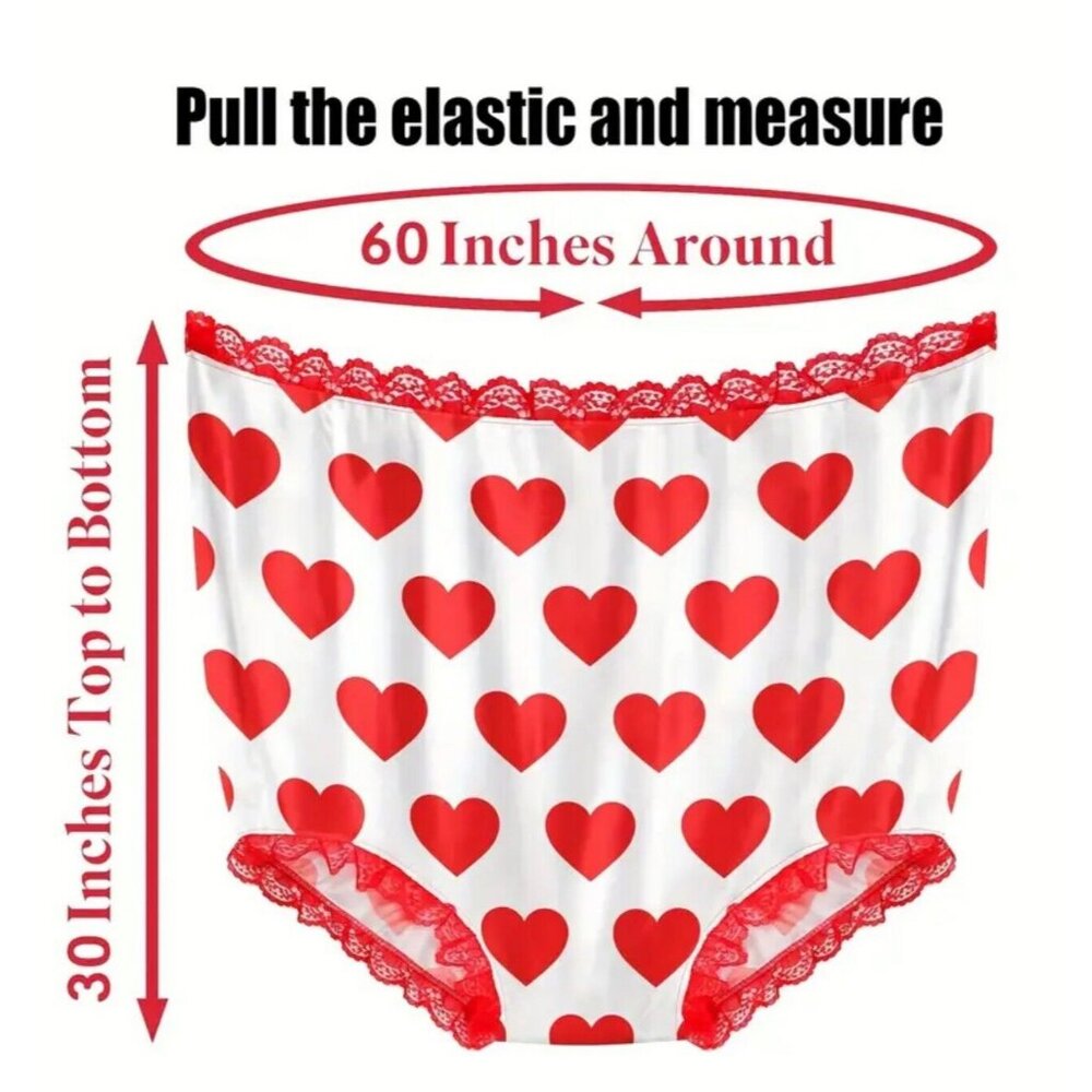 Oversized Granny Panties Underwear Undies Joke Prank Novelty Gift Heart Print - Picture 2 of 4